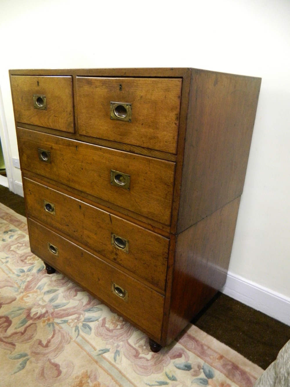 teak military campaign chest of drawers View V