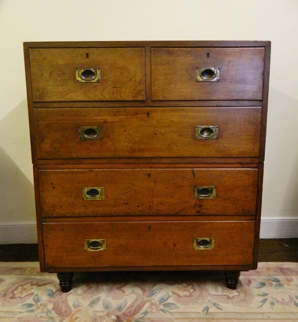 teak military campaign chest of drawers View VI