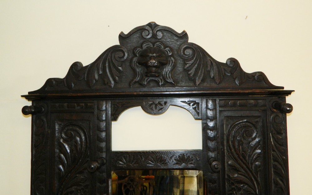 Carved oak green man hall stand View III