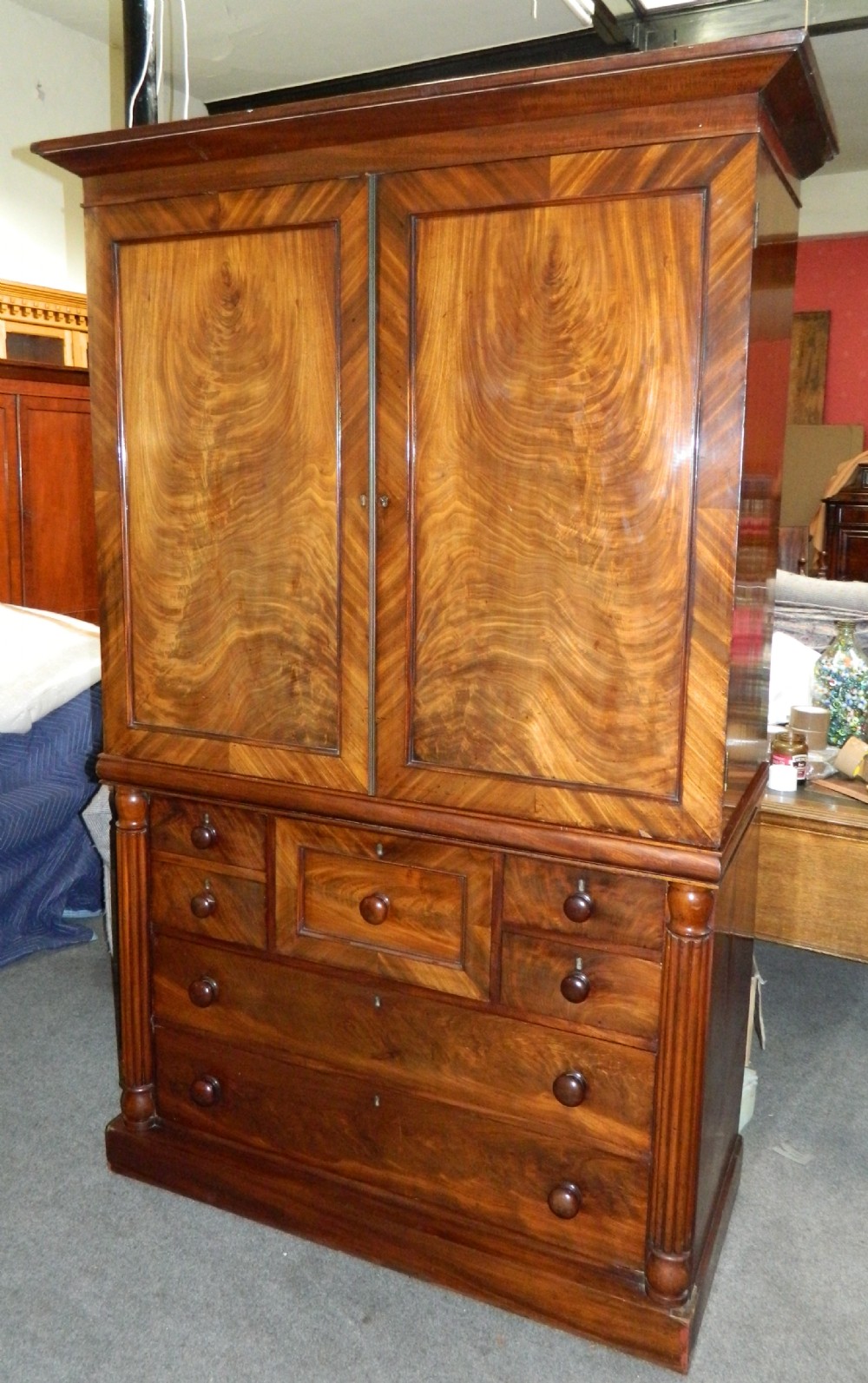 Scottish mahogany linen press