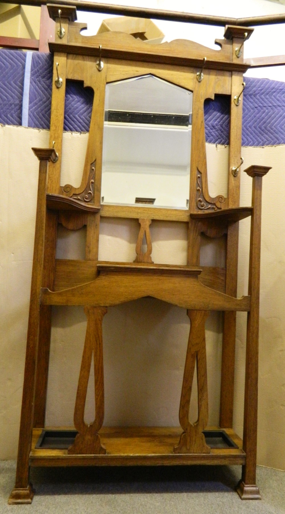 oak arts & crafts hall stand