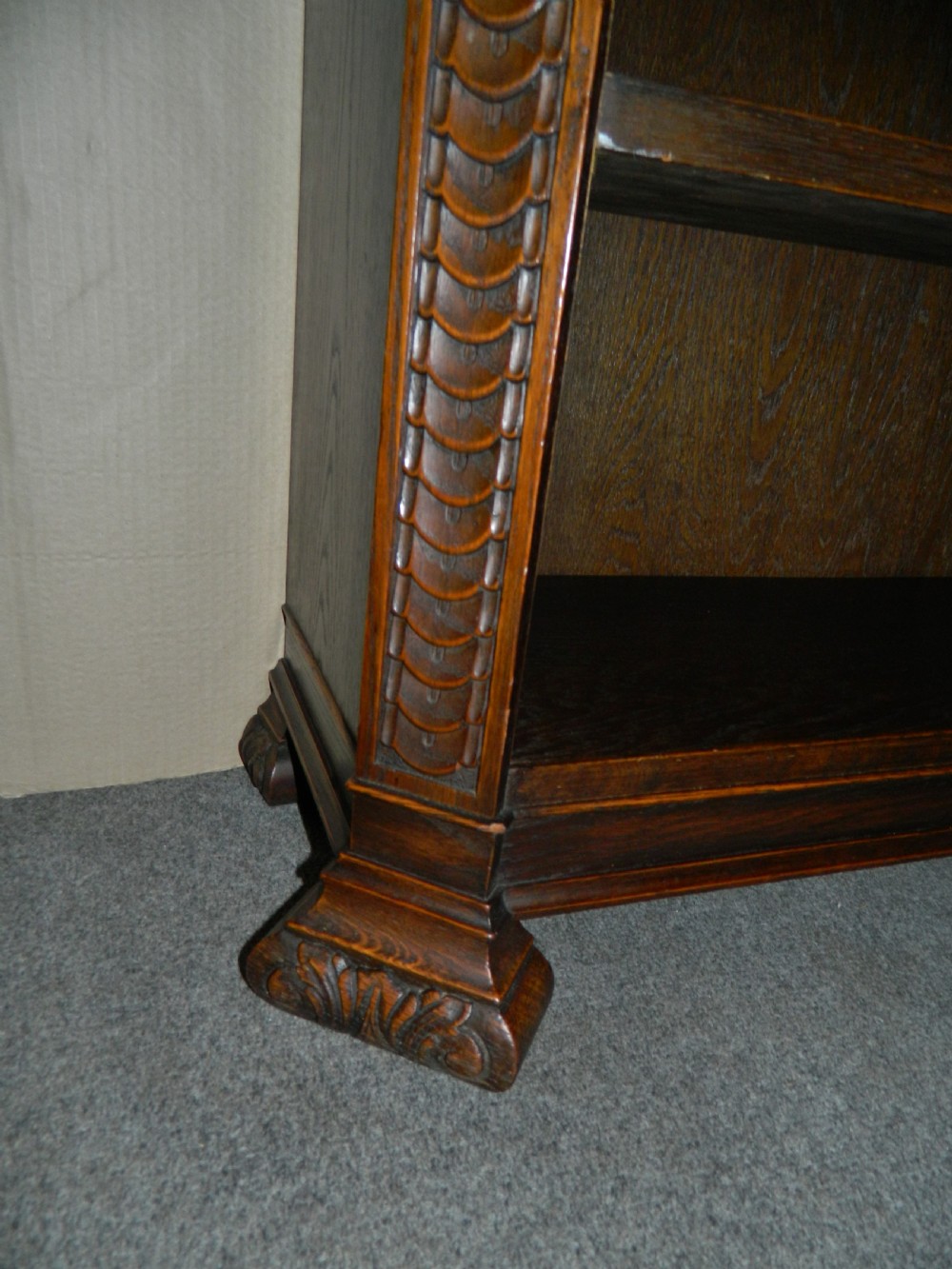 carved oak bookcase View III