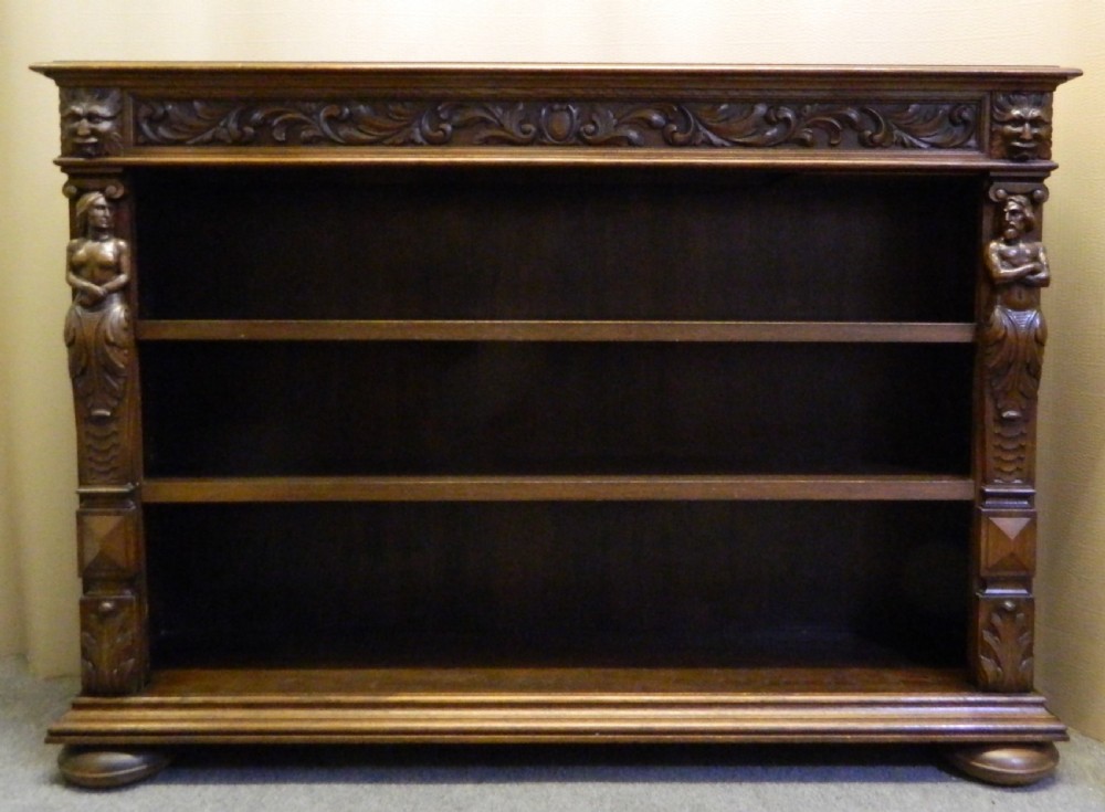 carved oak green man bookcase View VII