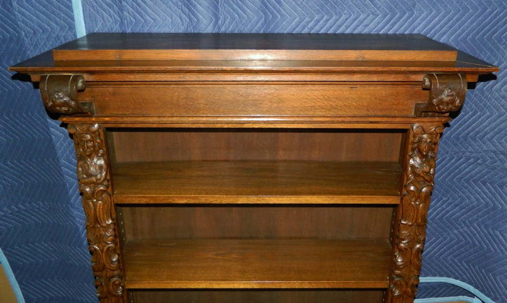 tall carved oak bookcase View V