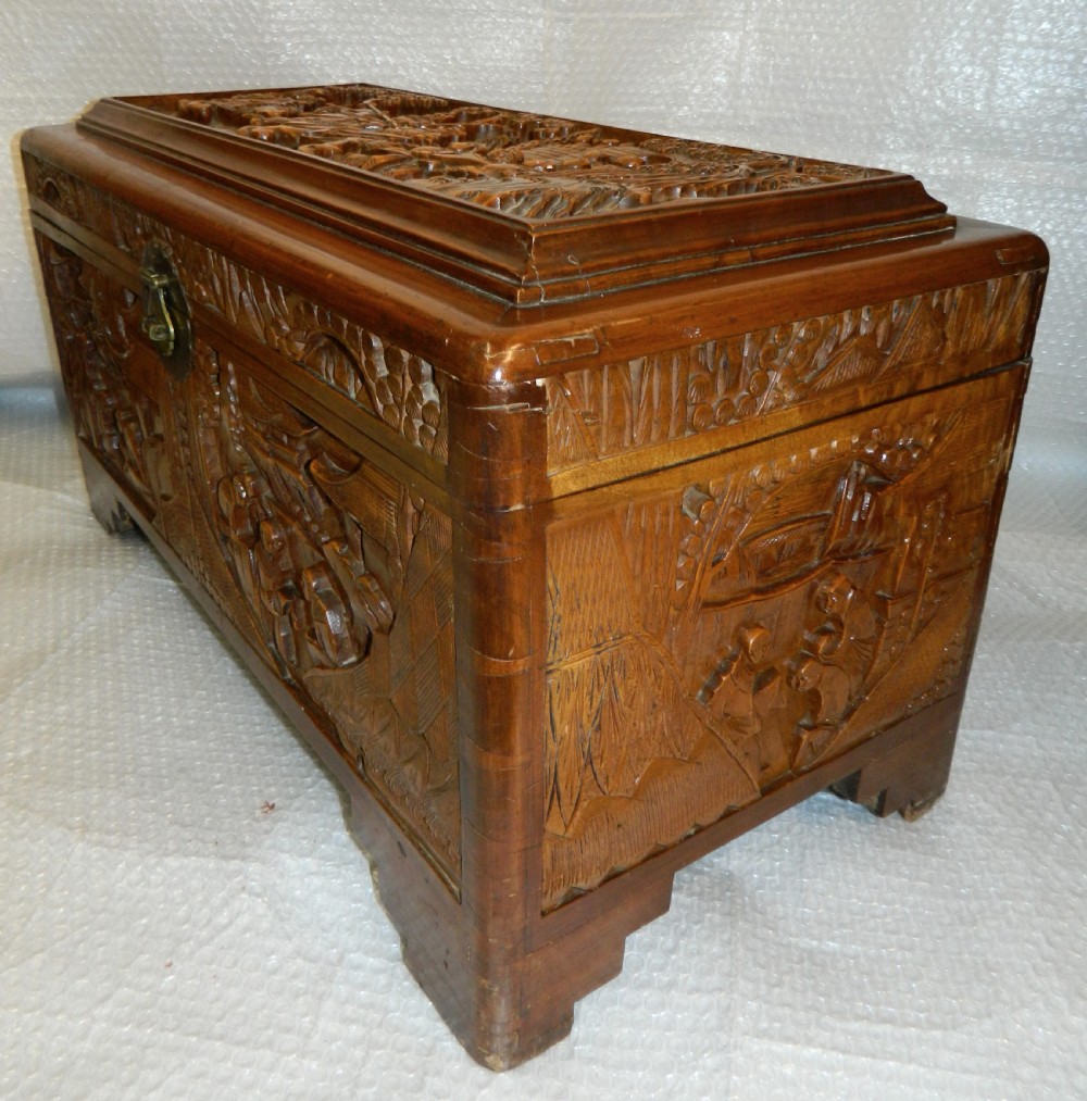 oriental carved camphor wood trunk View III