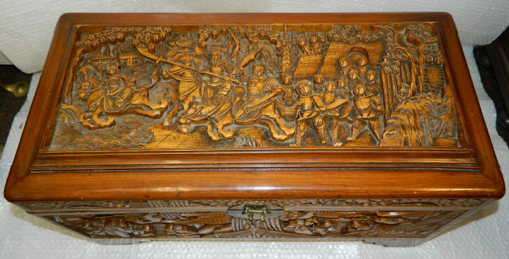 oriental carved camphor wood trunk View IV
