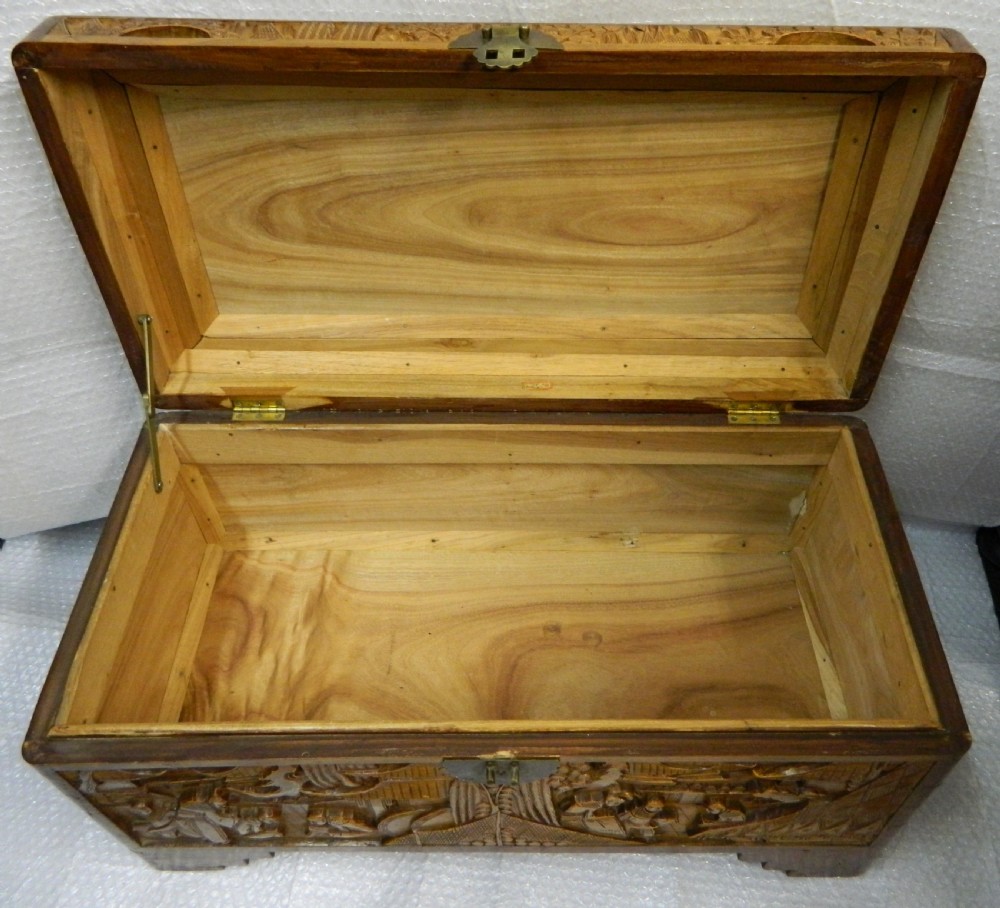 oriental carved camphor wood trunk View VI