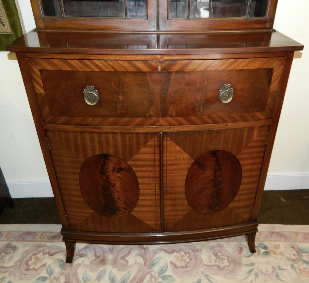 Mahogany bowfront secretaire bookcase View IV
