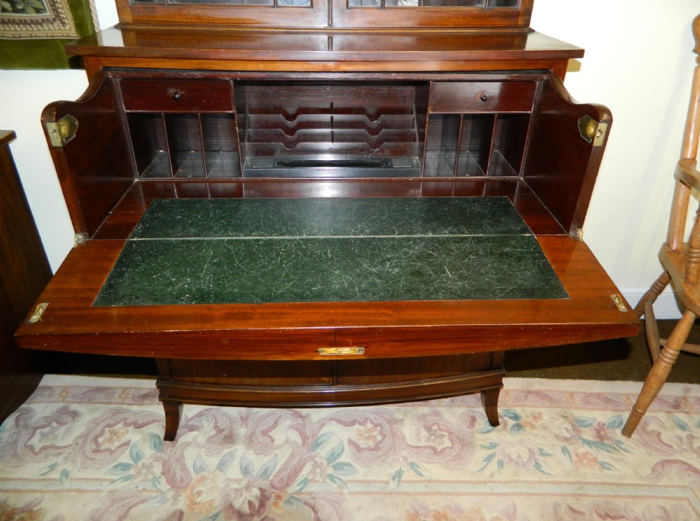 Mahogany bowfront secretaire bookcase View VI
