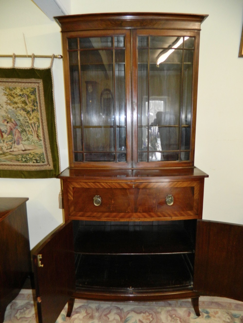 Mahogany bowfront secretaire bookcase View VII
