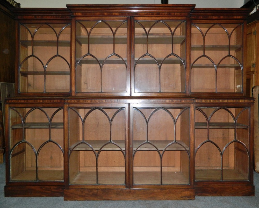 mahogany breakfront library bookcase