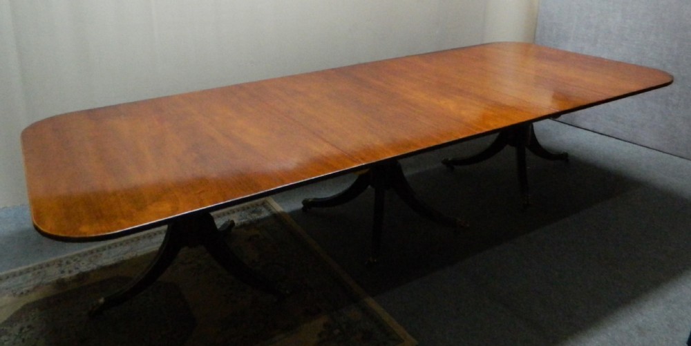 large 11'  mahogany triple pillar dining table View VI