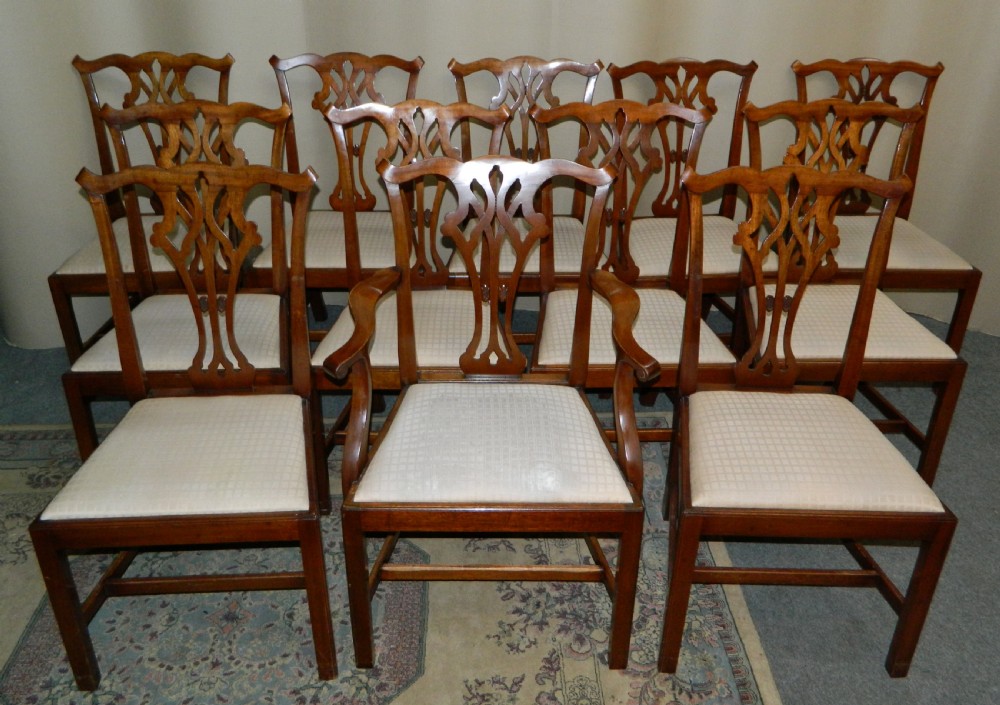 good quality set of 12 mahogany dining chairs View VI