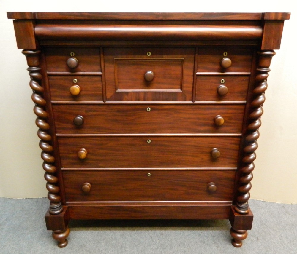 large mahogany scotch chest of drawers