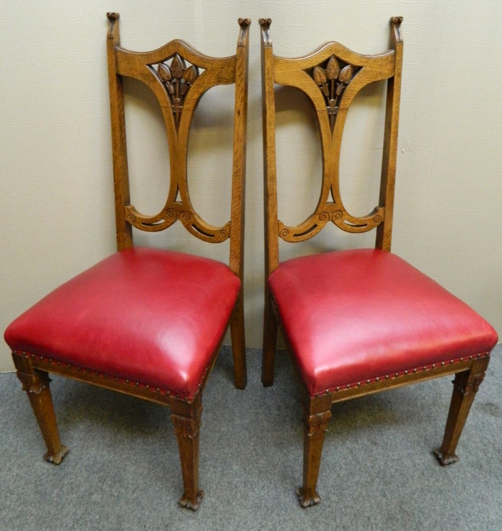 set of 6 oak Arts & Crafts chairs View VI