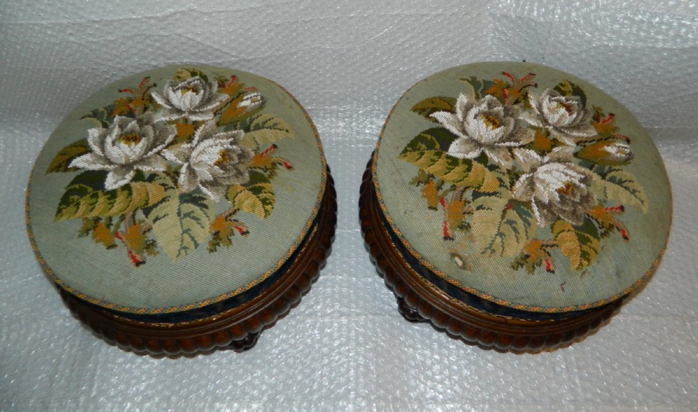pair of large beadwork footstools View II