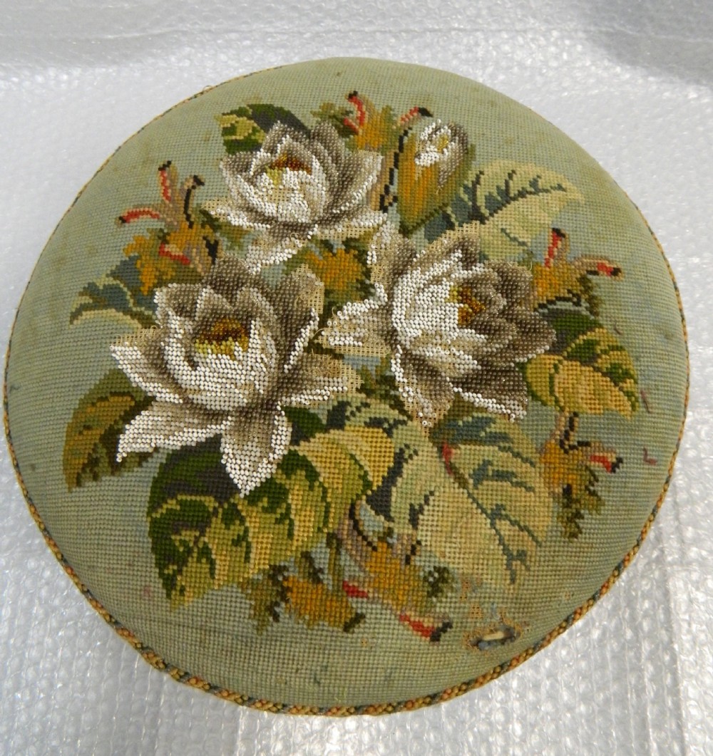 pair of large beadwork footstools View V