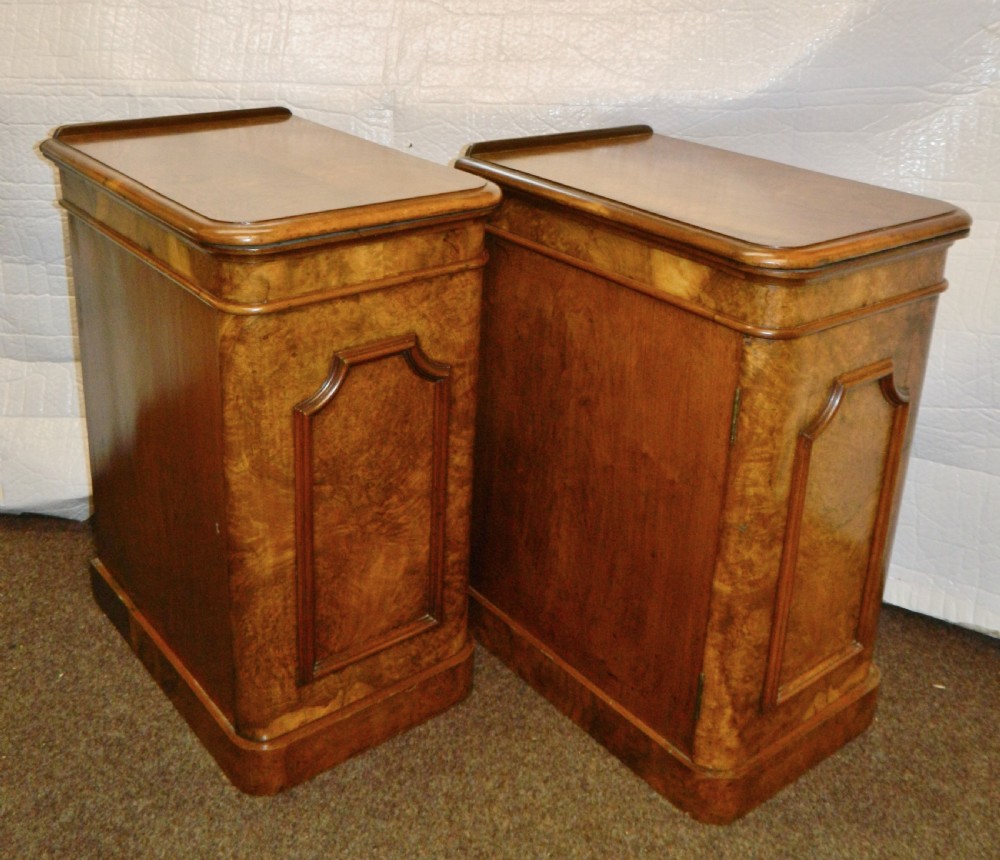 pair of Victorian walnut bedside cabinets View III