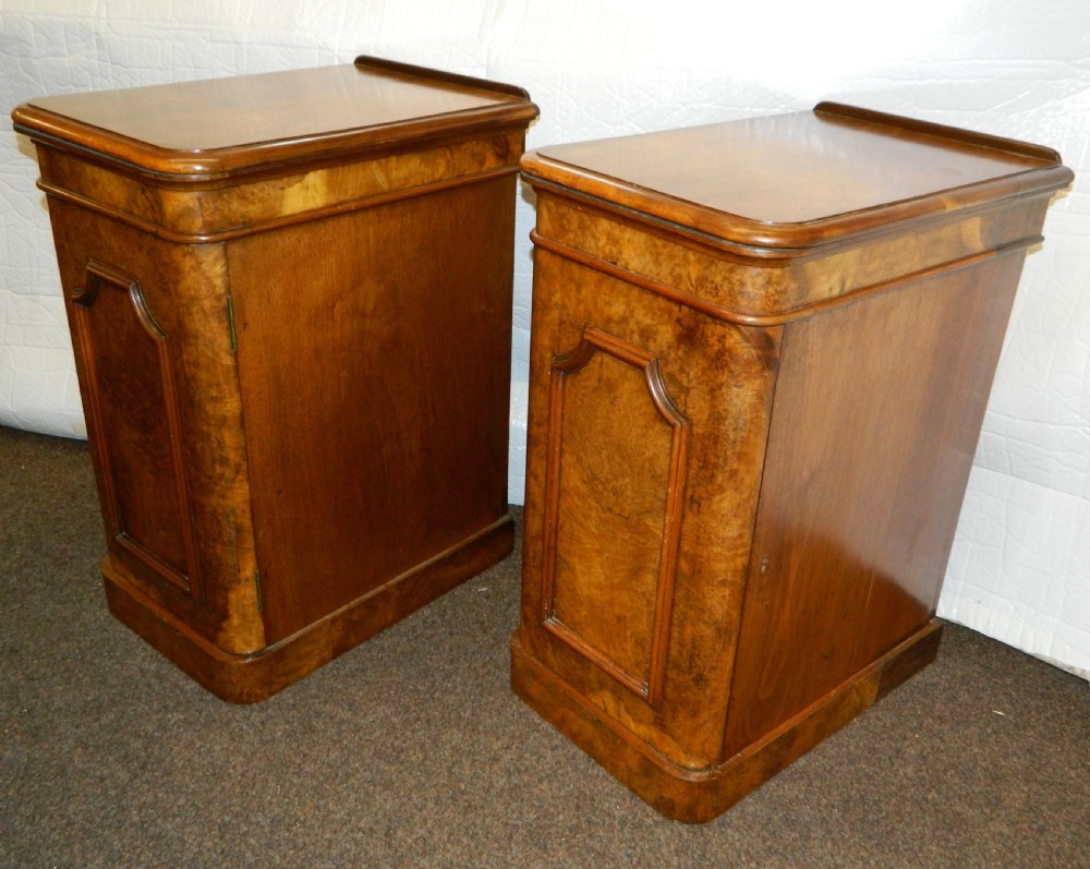 pair of Victorian walnut bedside cabinets View IV