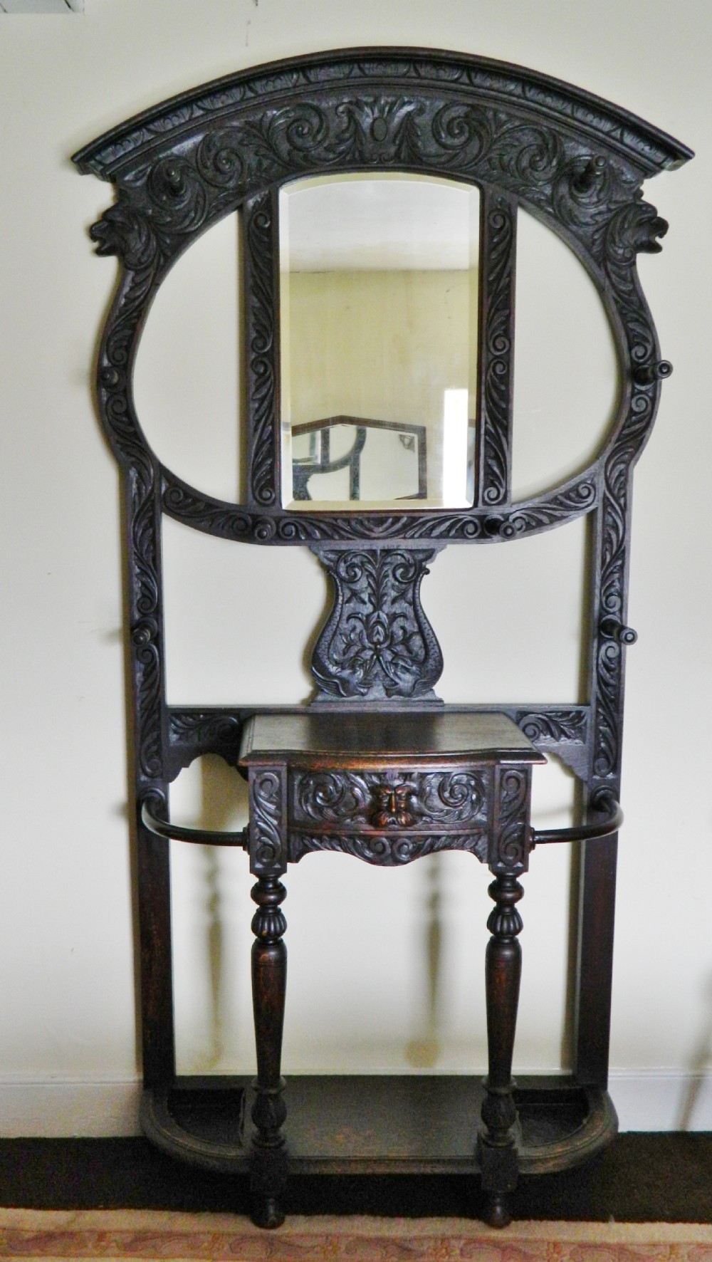 carved oak hall stand
