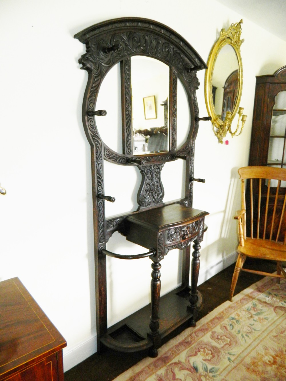 carved oak hall stand View V