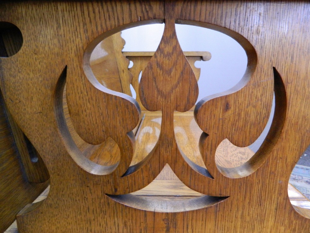 Arts & Crafts oak monks bench View V