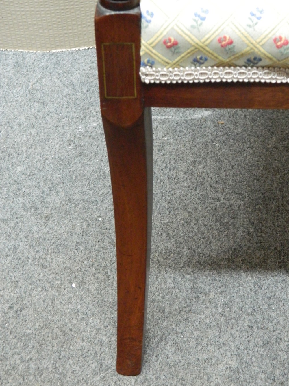 set of 8 Regency mahogany brass inlaid dining chairs View IV