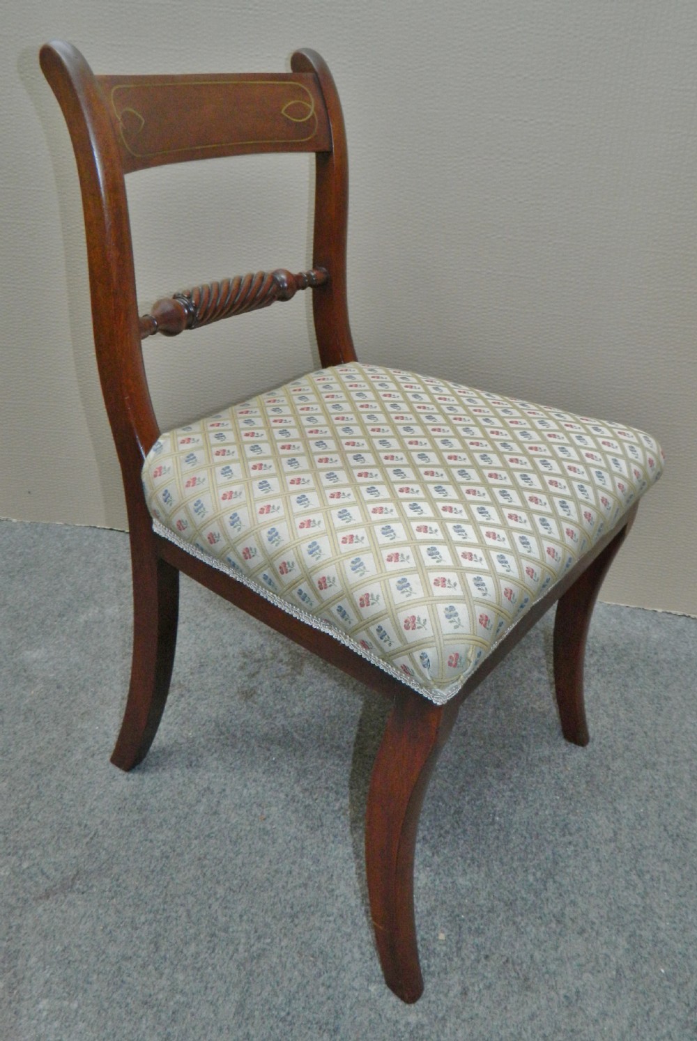 set of 8 Regency mahogany brass inlaid dining chairs View V