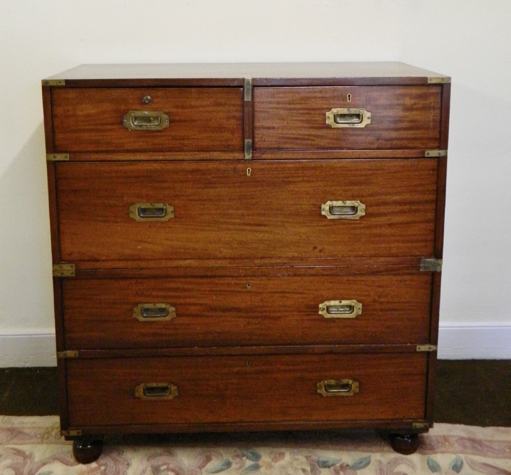 Teak military campaign chest of drawers View III