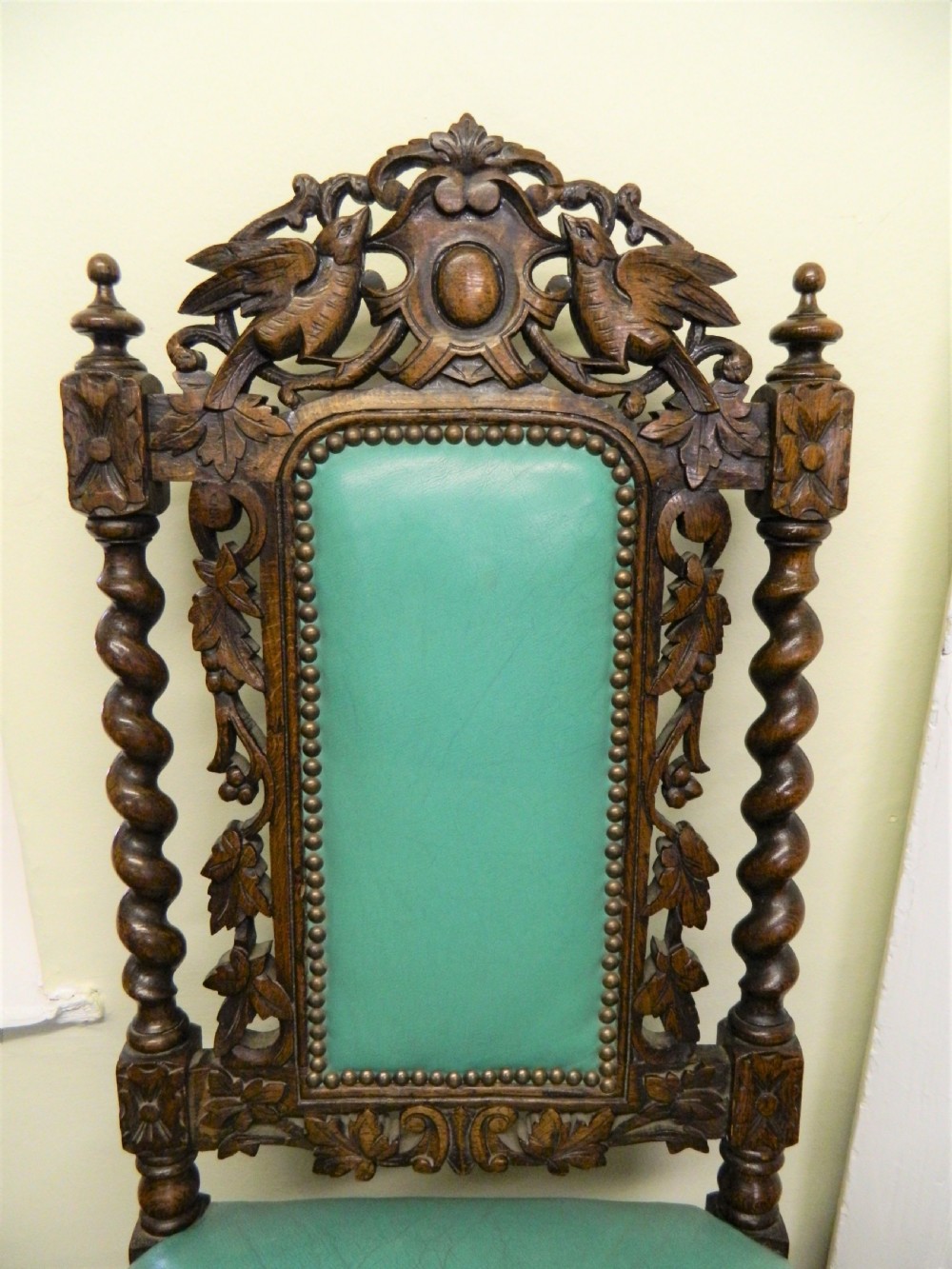 set of 4 carved oak chairs View II
