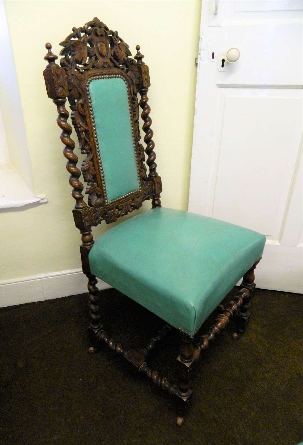 set of 4 carved oak chairs View IV