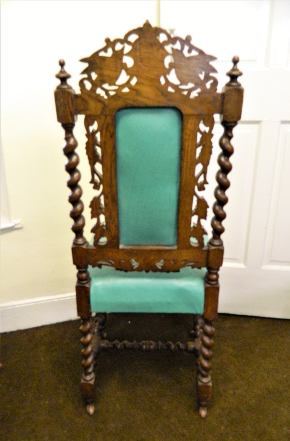 set of 4 carved oak chairs View V