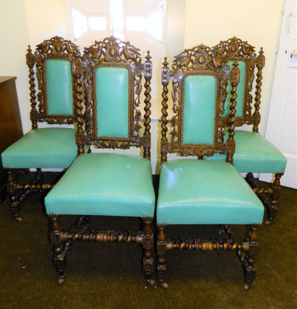 set of 4 carved oak chairs View VI