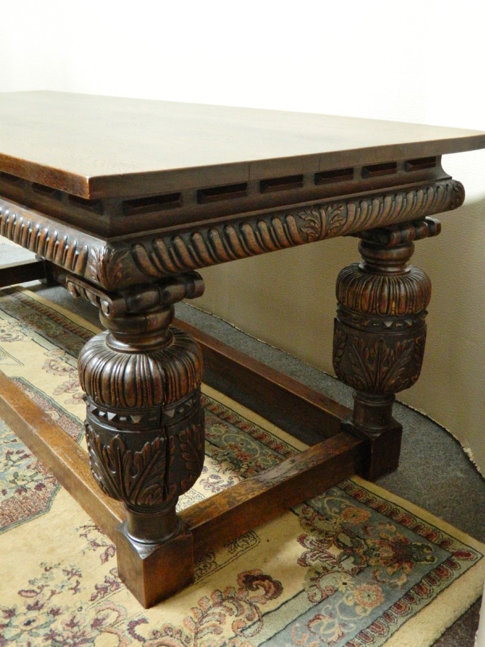large oak refectory table View IV