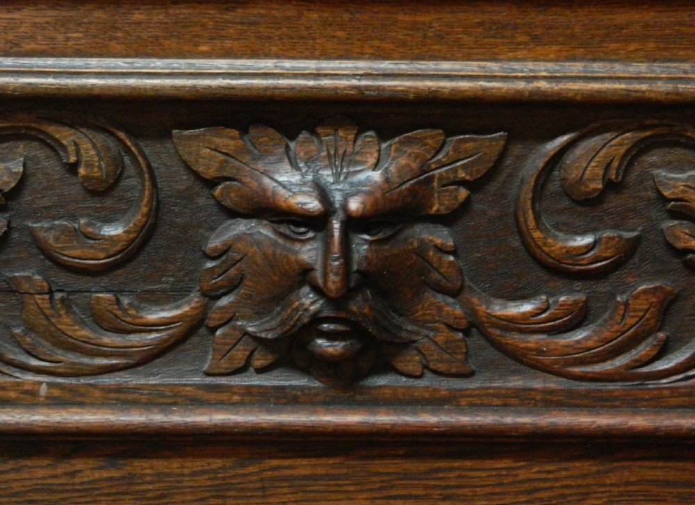 green man carved oak settle View V