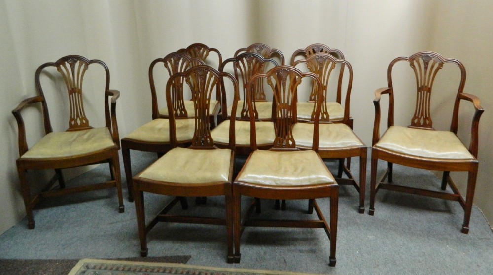 set of 10 mahogany dining chairs