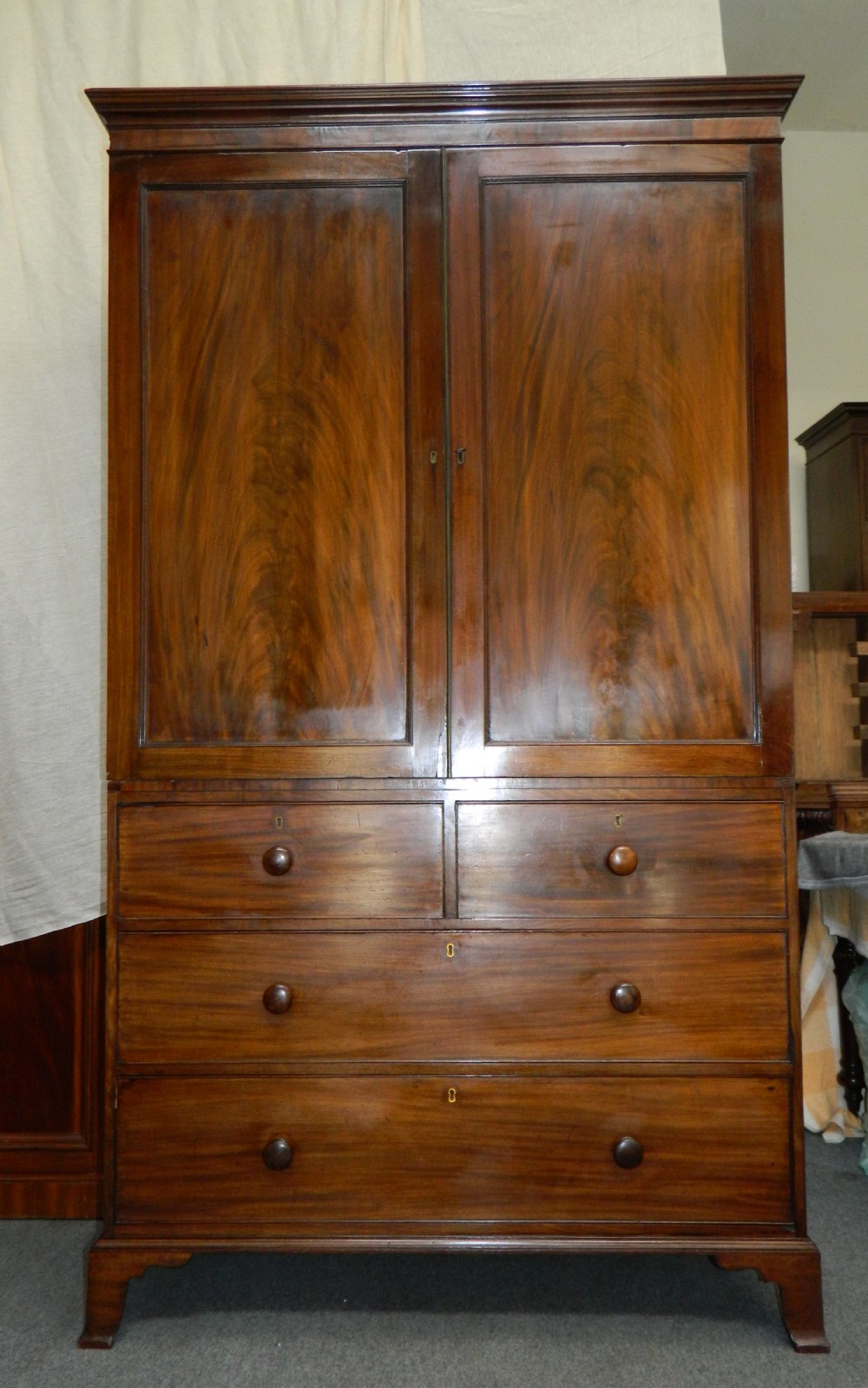 Georgian mahogany linen press View III