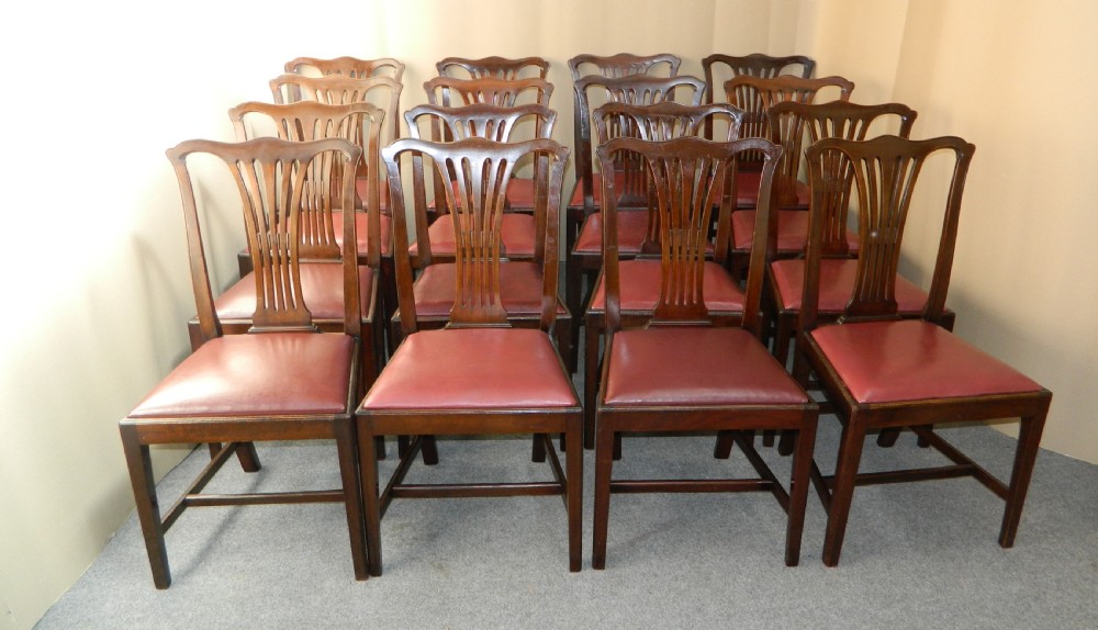 set of 16 mahogany dining chairs View III