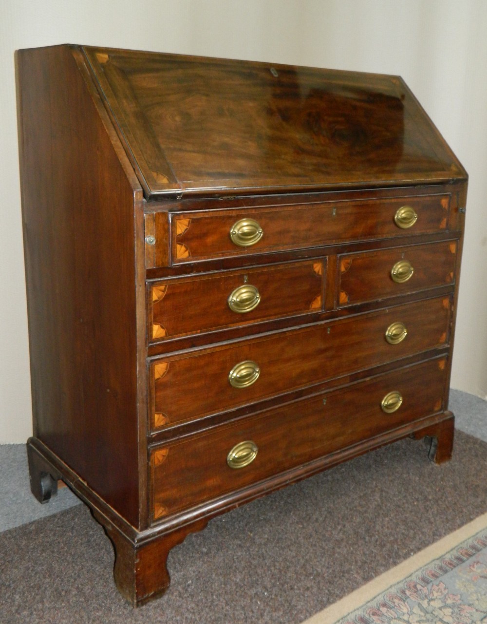 Georgian inlaid mahogany bureau View II