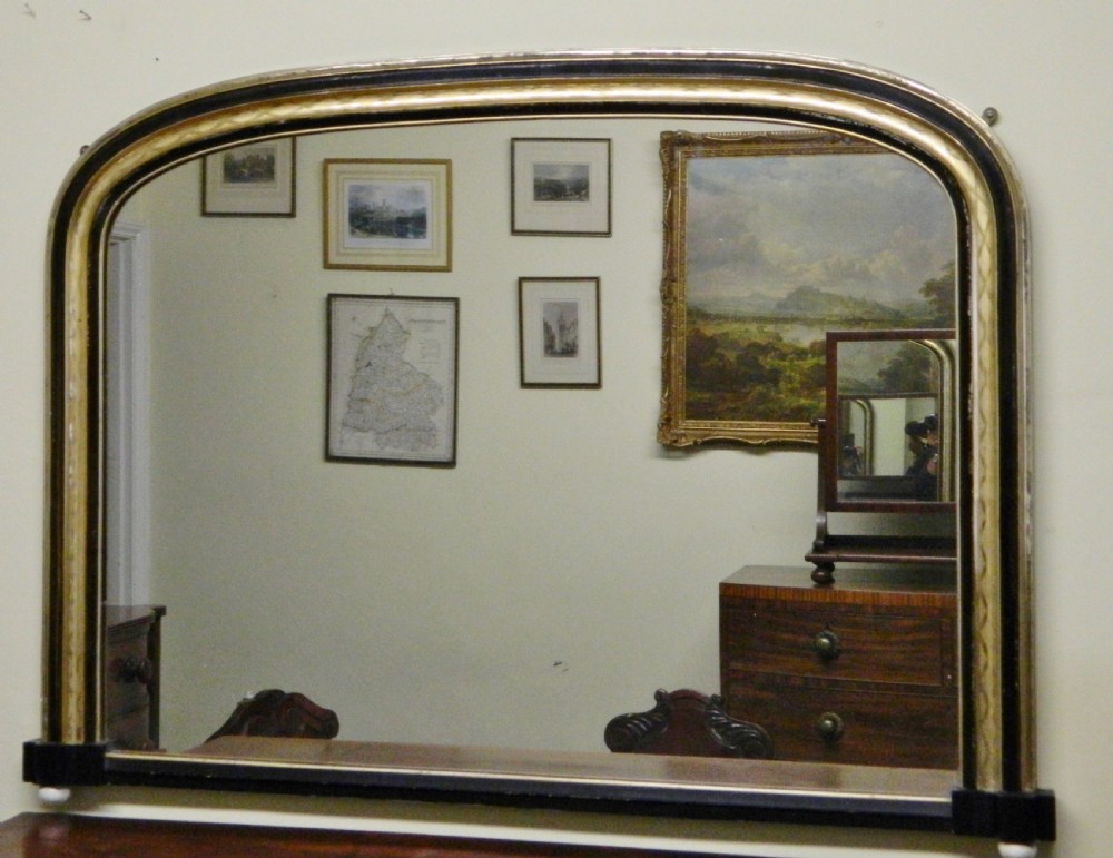 gilt & black lacquer overmantel mirror