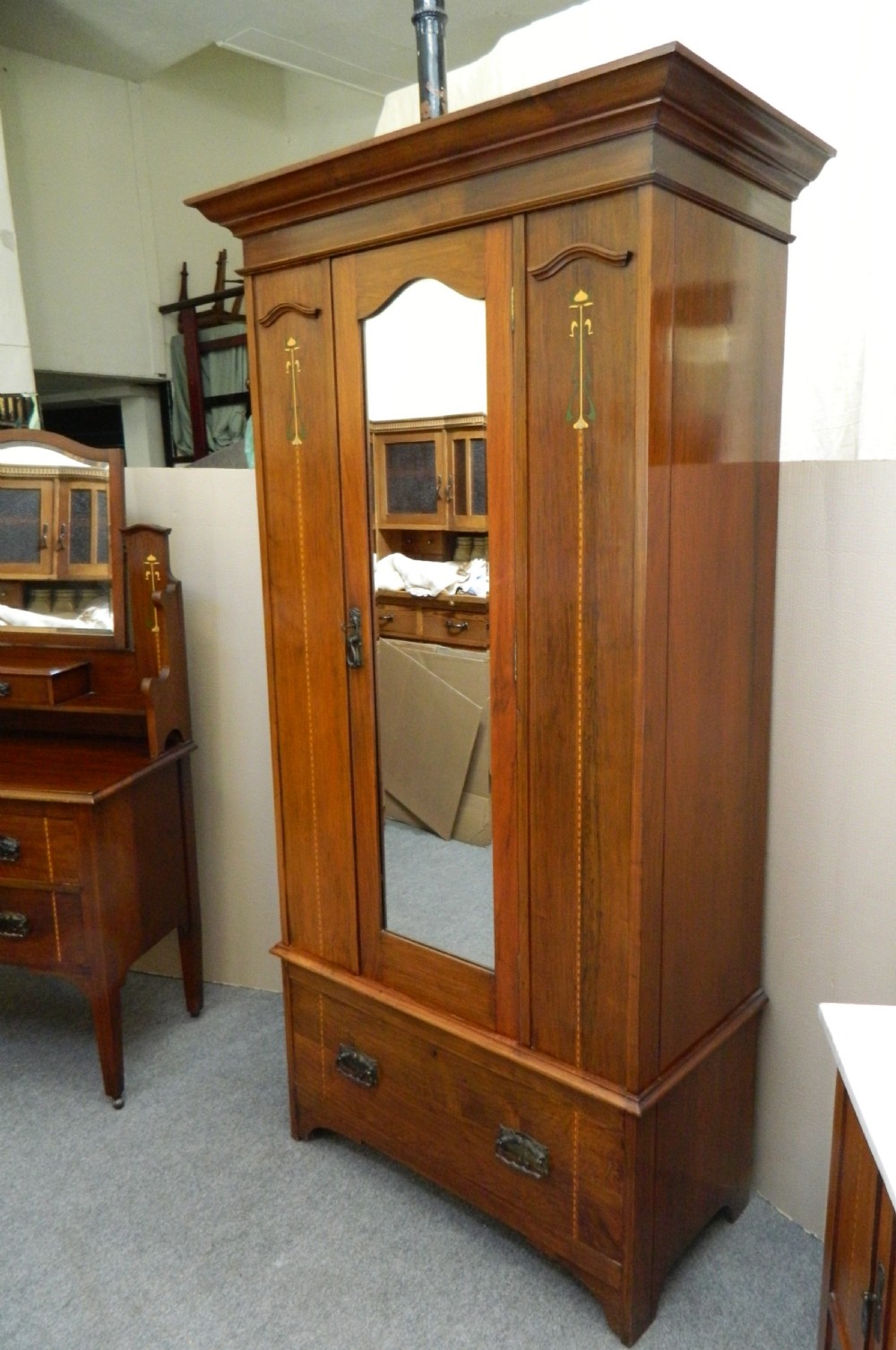 Art Nouveau mahogany bedroom suite View VIII