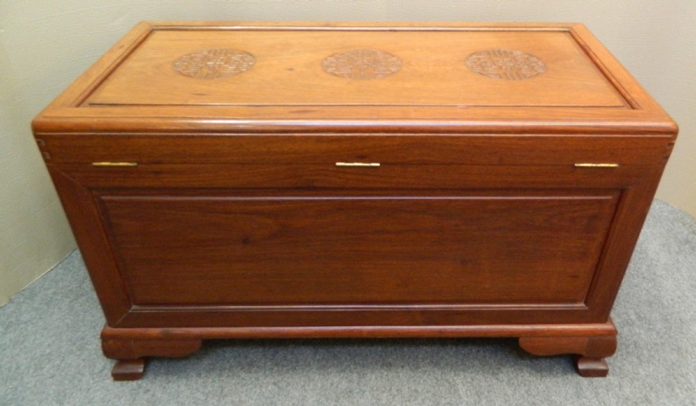 Chinese carved camphor wood trunk View III