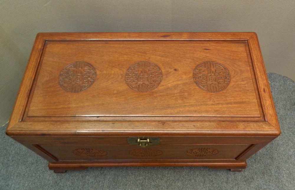 Chinese carved camphor wood trunk View IV