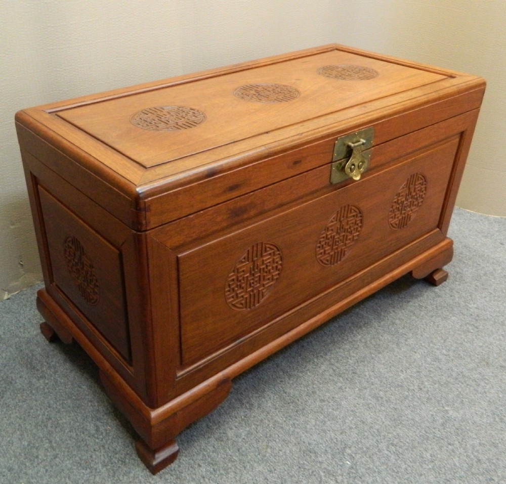 Chinese carved camphor wood trunk View VI