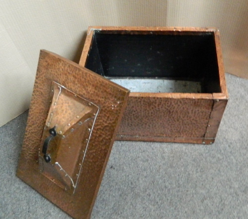 Arts & Crafts copper coal box View III