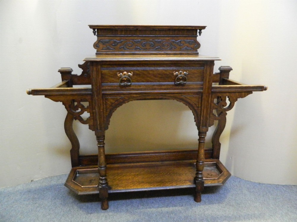 Arts & Crafts oak hall stand