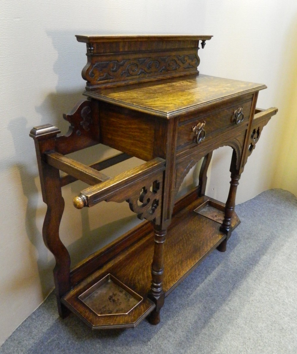 Arts & Crafts oak hall stand View III