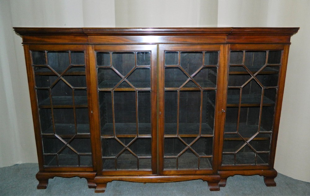 mahogany breakfront bookcase