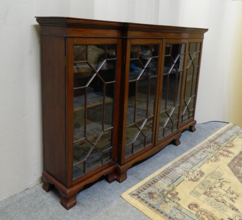 mahogany breakfront bookcase View II