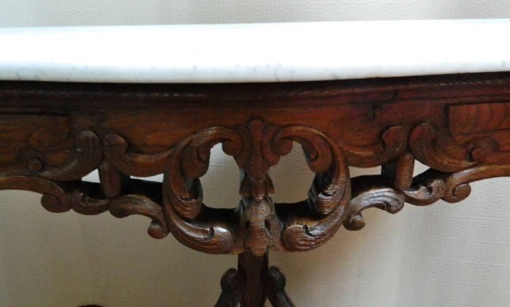 marble top oak console table View II